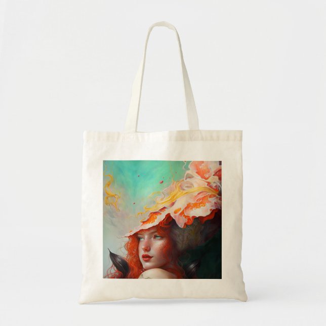 Beautiful Artistic Abstract Red Haired Ginger Girl Tote Bag (Front)