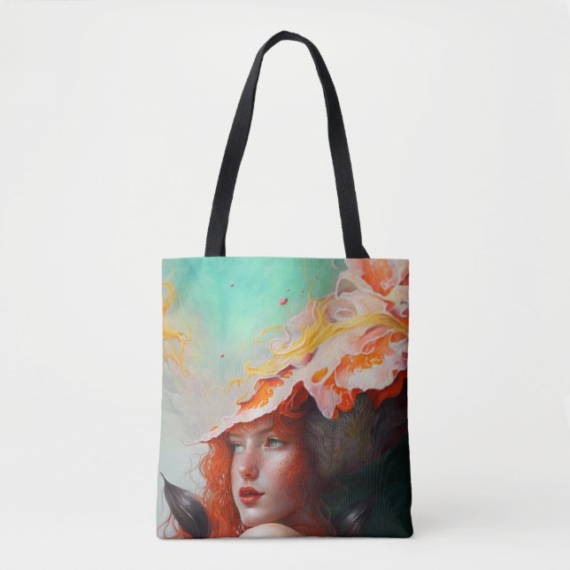 Beautiful Artistic Abstract Red Haired Ginger Girl Tote Bag (Front)