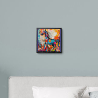Beautiful artistic and colorful horse head picture peel and stick photo tile
