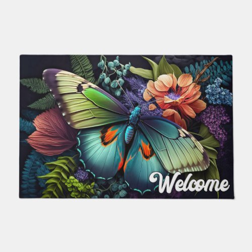Beautiful Artistic Butterfly Illustration Doormat