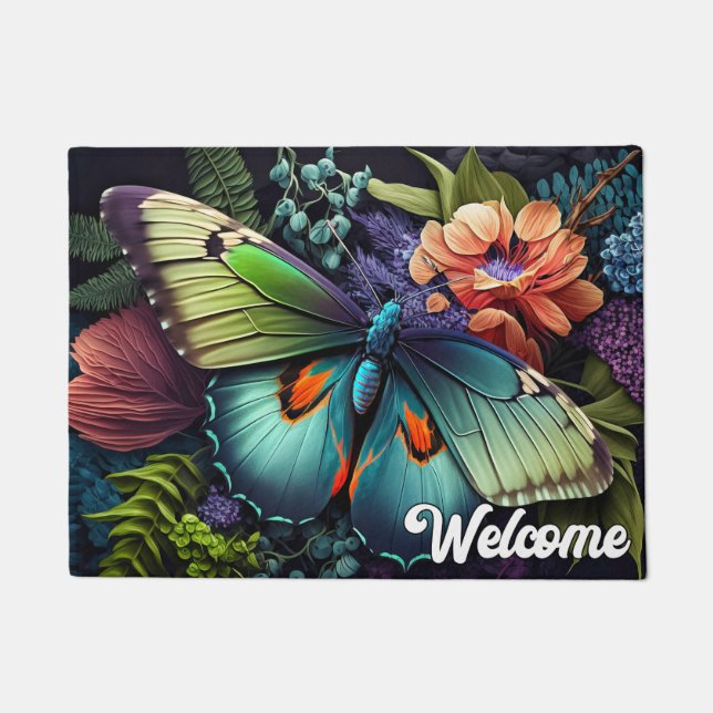 Beautiful Artistic Butterfly Illustration Doormat (Front)