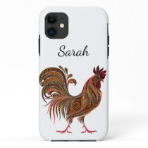 Beautiful Artistic Design Rooster Farm Chicken iPhone 11 Case