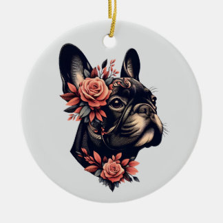 Beautiful artistic Frenchie Ceramic Ornament