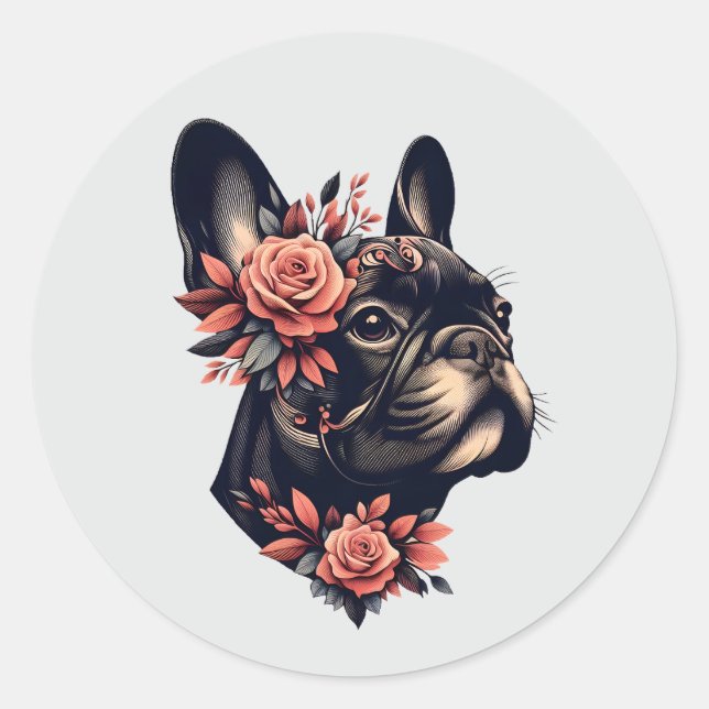 Beautiful artistic Frenchie Classic Round Sticker (Front)