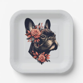Beautiful artistic Frenchie Paper Plates