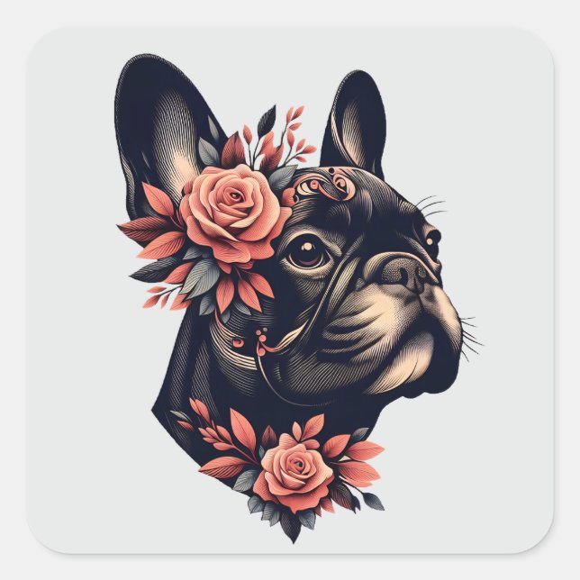 Beautiful artistic Frenchie Square Sticker (Front)