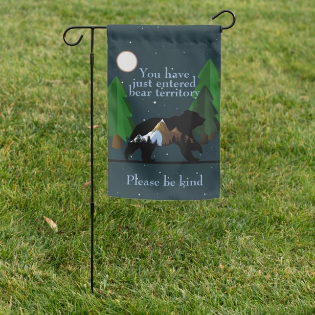 Beautiful Artistic Garden Flag with Bear (In SItu)