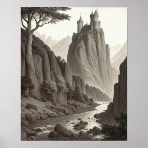 Beautiful Artistic Medieval Landscape Poster