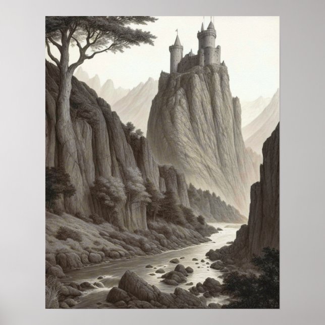Beautiful Artistic Medieval Landscape Poster (Front)