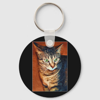 Beautiful Artistic Tabby Cat Keychain