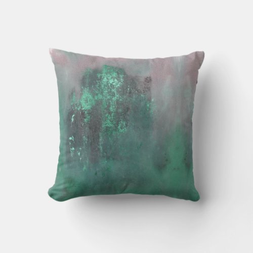 Beautiful artsy floral abstract green pink custom throw pillow