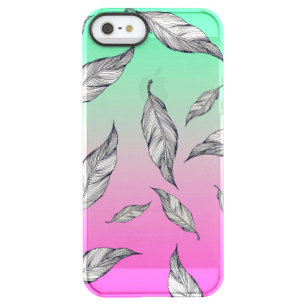 Beautiful artsy Hand Drawn Black White Feathers Permafrost iPhone SE/5/5s Case