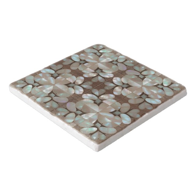 Beautiful artsy Mother of pearl inspired unique Trivet (Corner)