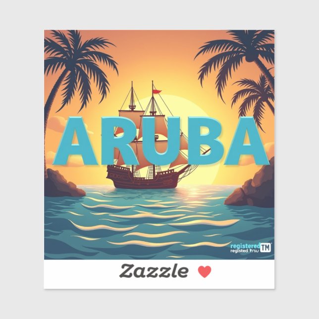  Beautiful aruba sunset Sticker (Sheet)