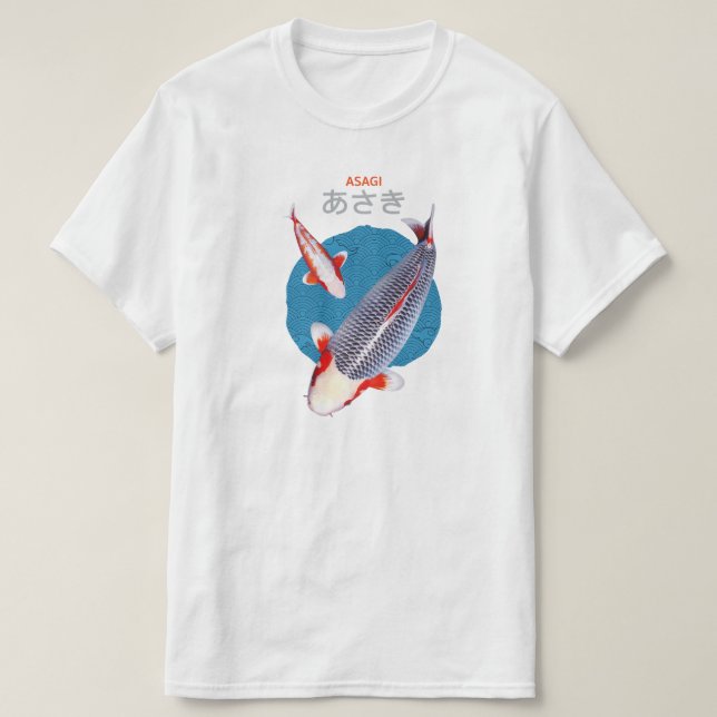 Beautiful Asagi Koi Fish T-Shirt – Elegant  (Design Front)