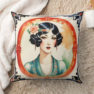 Beautiful Asian Art Deco  Throw Pillow
