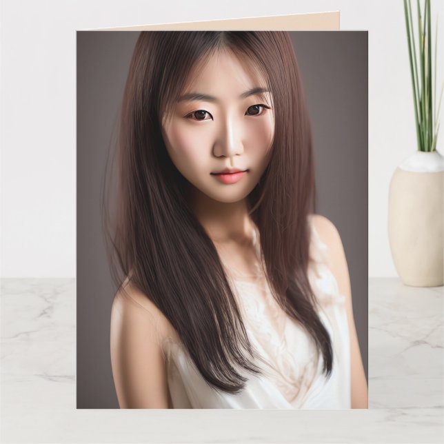 BEAUTIFUL ASIAN GIRL ART BIRTHDAY CARDS (Front)
