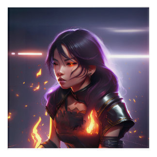 Beautiful Asian Girl Shoots Fire From Eyes Acrylic Print