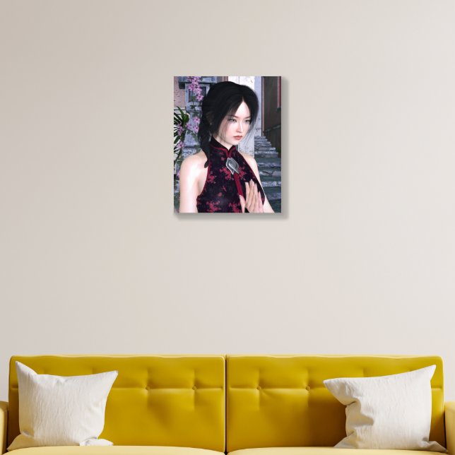 Beautiful Asian Woman Traditional Dress Acrylic Photo Tile (Living Room)