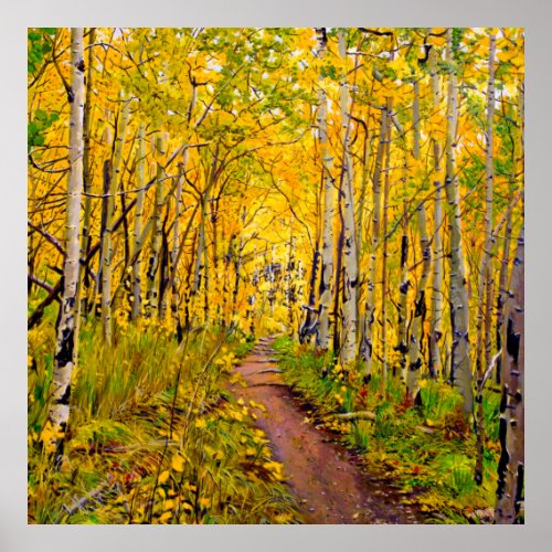 Beautiful Aspens in Autumn  Poster