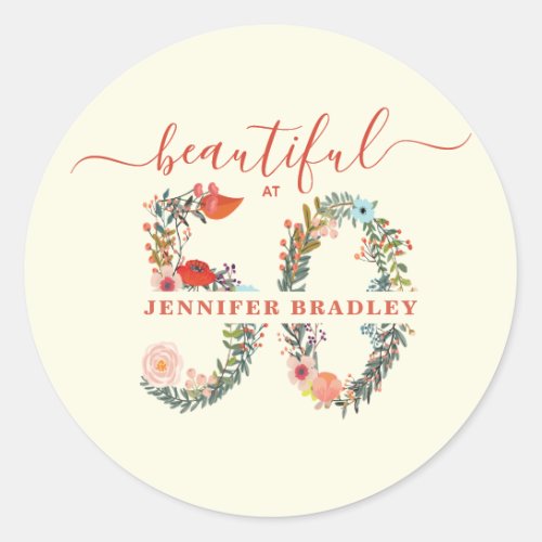Beautiful at 50 Birthday Party Sticker