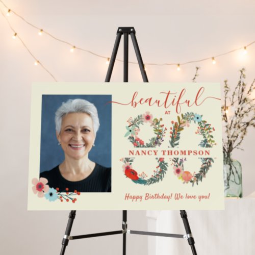 Beautiful at 80 Birthday Floral Number Poster