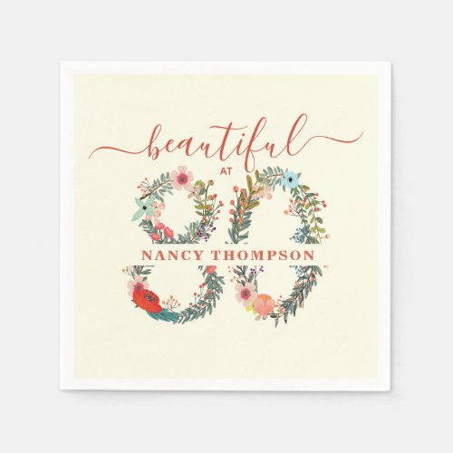 Beautiful at 80 Birthday Party Sticker Napkins