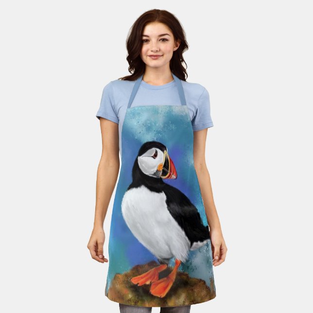 Beautiful Atlantic Puffin Apron (Worn)
