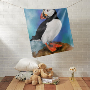 Beautiful Atlantic Puffin Bird Baby Blanket