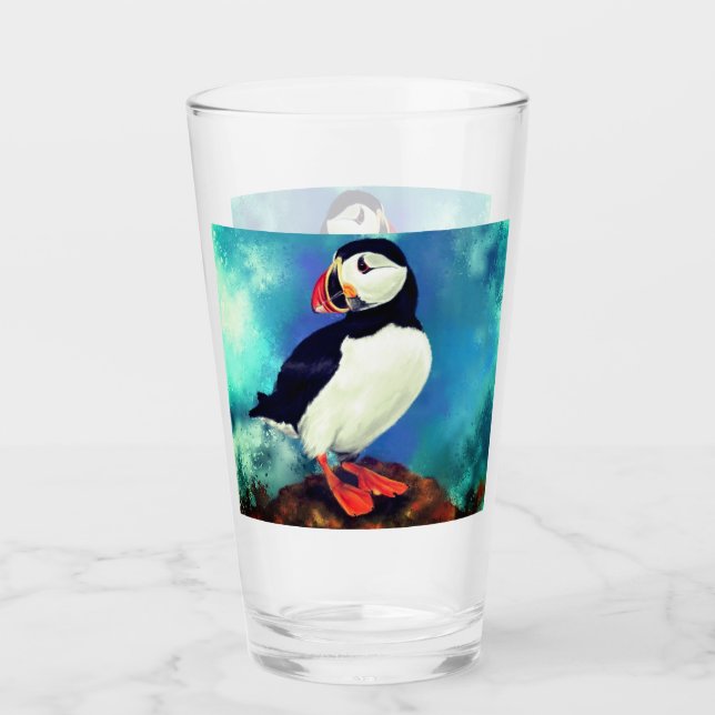 Beautiful Atlantic Puffin Bird - Painting Glass (Front)