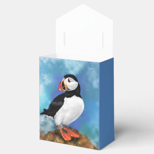 Beautiful Atlantic Puffin Bird Painting Migned Art Favor Boxes