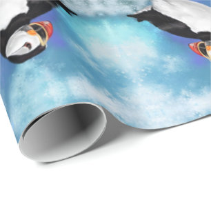 Beautiful Atlantic Puffin Bird Painting Migned  Wrapping Paper