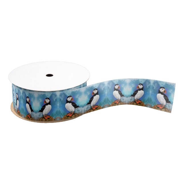 Beautiful Atlantic Puffin Birds Ribbon (Spool)