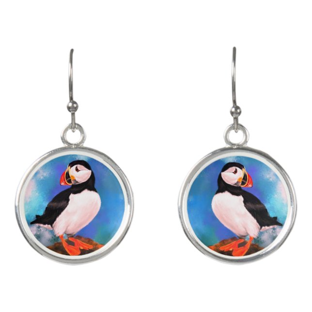 Beautiful Atlantic Puffin Earrings (Front)