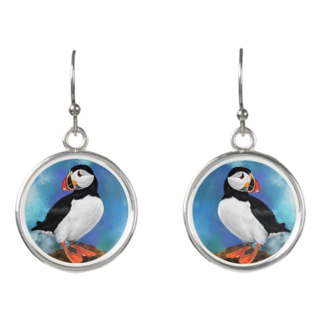 Beautiful Atlantic Puffin Earrings (Front)