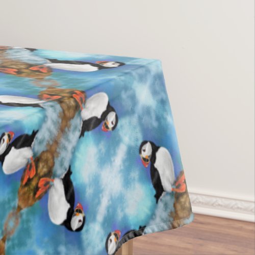 Beautiful Atlantic Puffin Tablecloth _ Painting