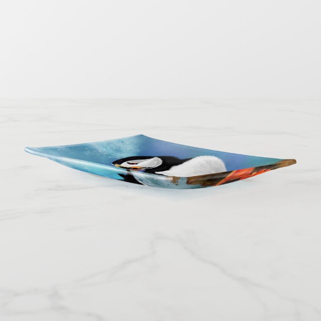 Beautiful Atlantic Puffin Trinket Tray (Angled)