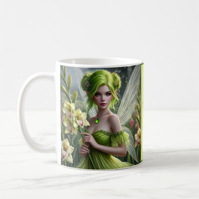 Beautiful August Fairy in Gladioli Coffee Mug (Left)