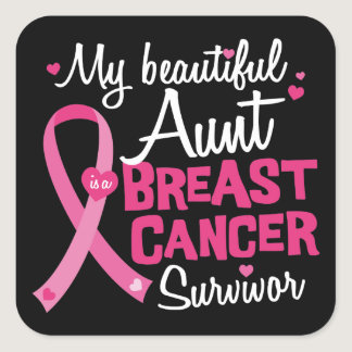 Beautiful Aunt Breast Cancer Survivor Niece Nephew Square Sticker