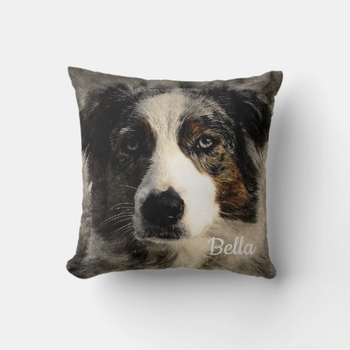 Beautiful Australian Shepard Custom Personalized Throw Pillow