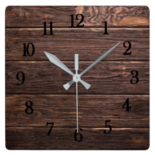 Beautiful authentic looking rustic weathered wood square wall clock