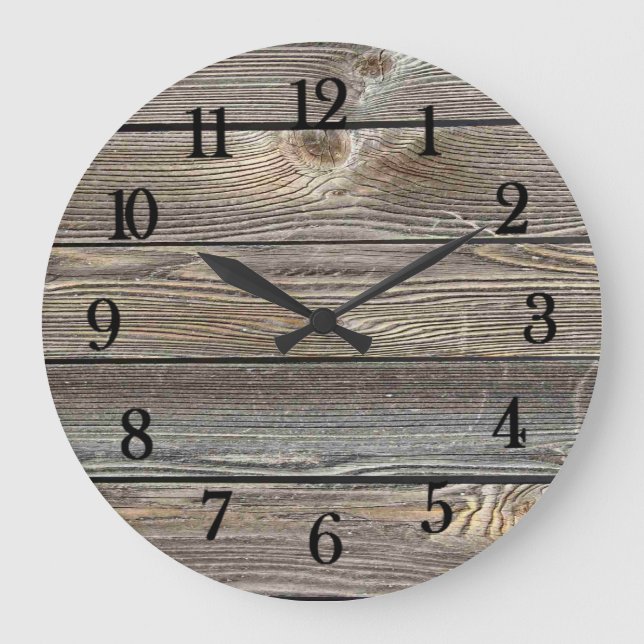 Beautiful authentic looking wood horizontal print large clock (Front)