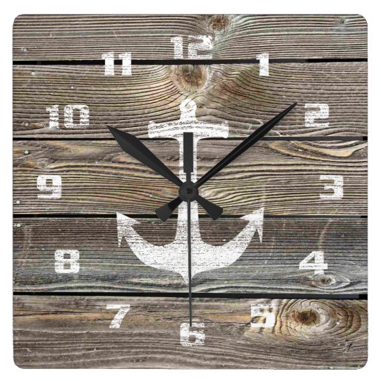 Beautiful authentic looking Wood Rustic Nautical Square Wall Clock