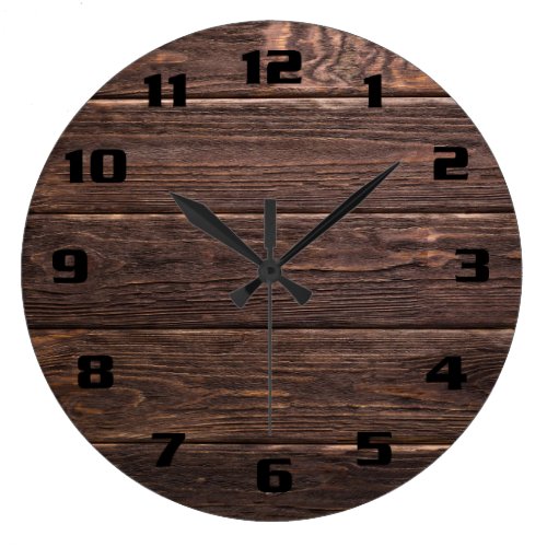 Beautiful Authentic Rustic Dark weathered wood Large Clock