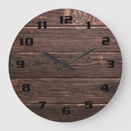 Beautiful Authentic Rustic Dark weathered wood Large Clock