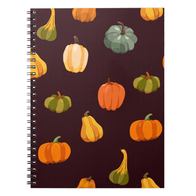 Beautiful autumn background with colorful pumpkins notebook (Front)