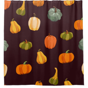 Beautiful autumn background with colorful pumpkins shower curtain