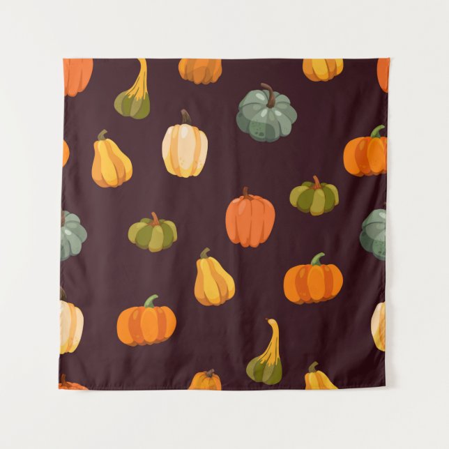 Beautiful autumn background with colorful pumpkins tapestry (Front)