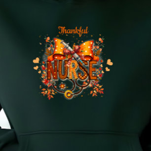 Beautiful Autumn Colors Bow Thankful Nurse Hoodie