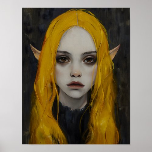 Beautiful Autumn Fairy Young Woman Gothic Fantasy Poster
